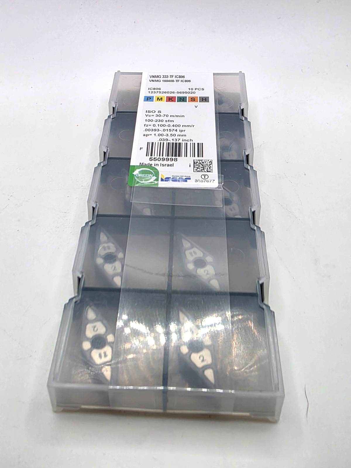 Iscar VNMG 332-TF IC806 VNMG 160408-TF Carbide Turning Inserts (Box of 10)