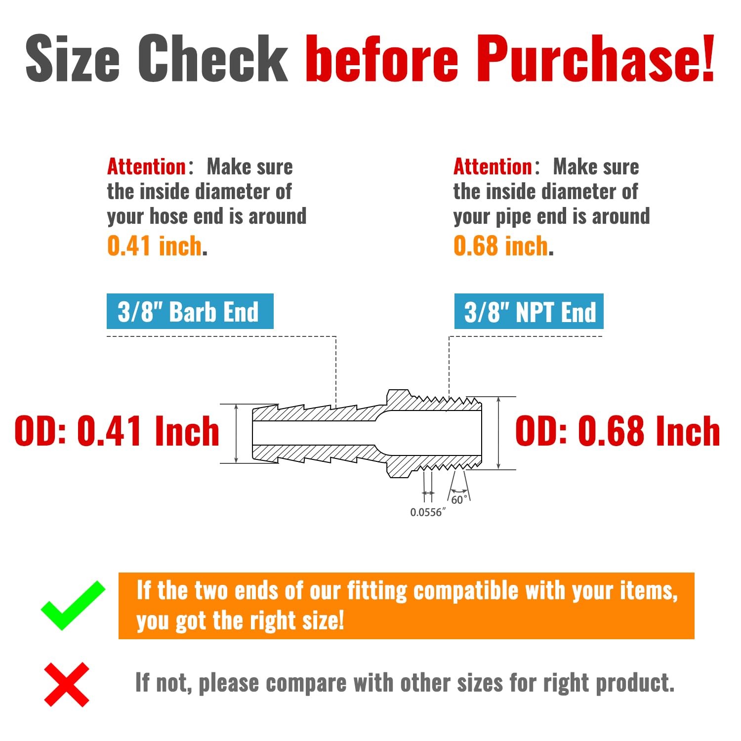SUNGATOR 3/8» NPT Brass Hose Barb Fittings, 3/8» NPT Male Thread to 3/8 Inc…