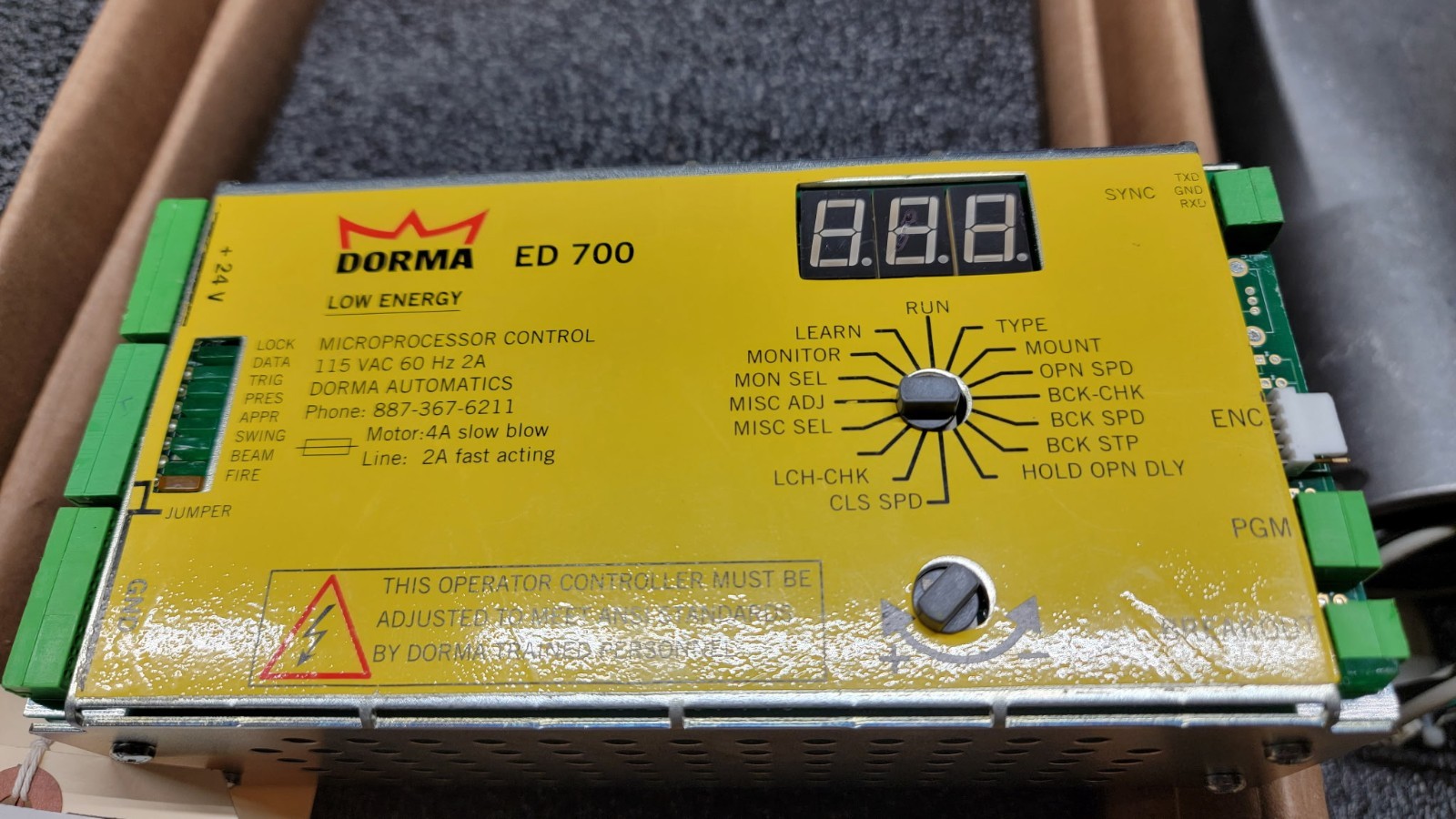 Dorma ED700 Control Yellow- Factory Refurbished