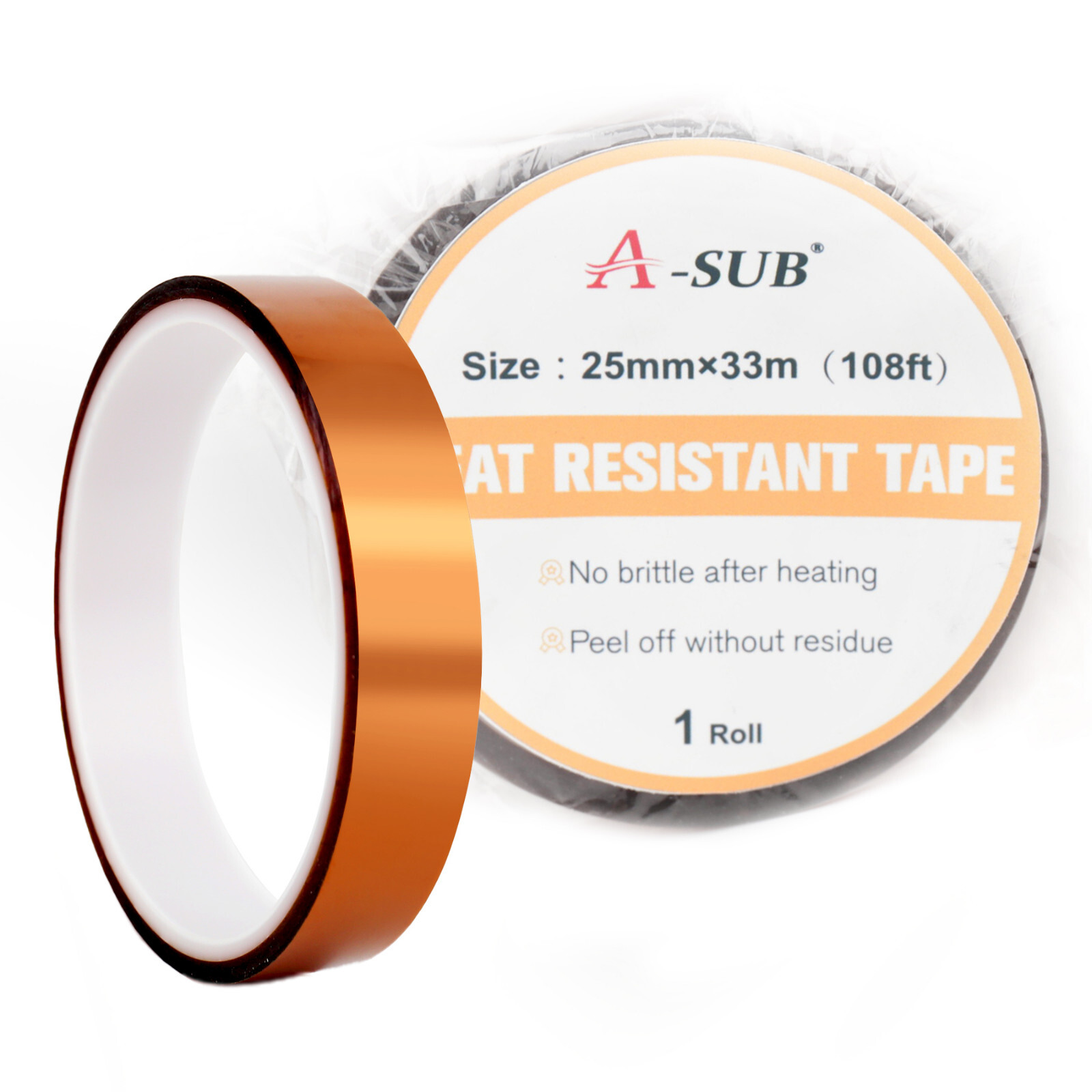 5 Rolls A-SUB Heat Resistant Tape 25mm x 108FT High Temperature Sublimation Tape