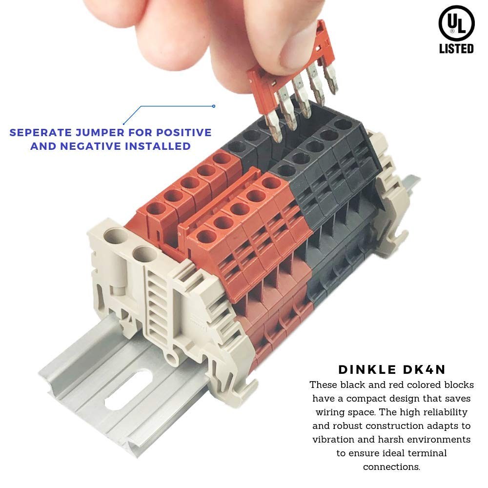 Dinkle Combiner DK4N Red/Black 5 Gang Box Connector DIN Rail Terminal 30