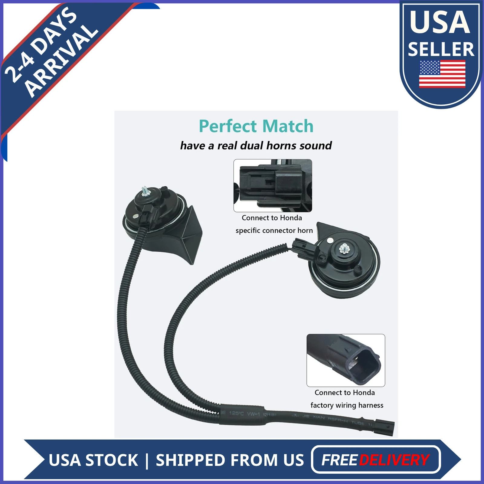Dual Horn Upgrade Kit for Honda Civic Fit CR-Z Element Insight 1-Pin Harness