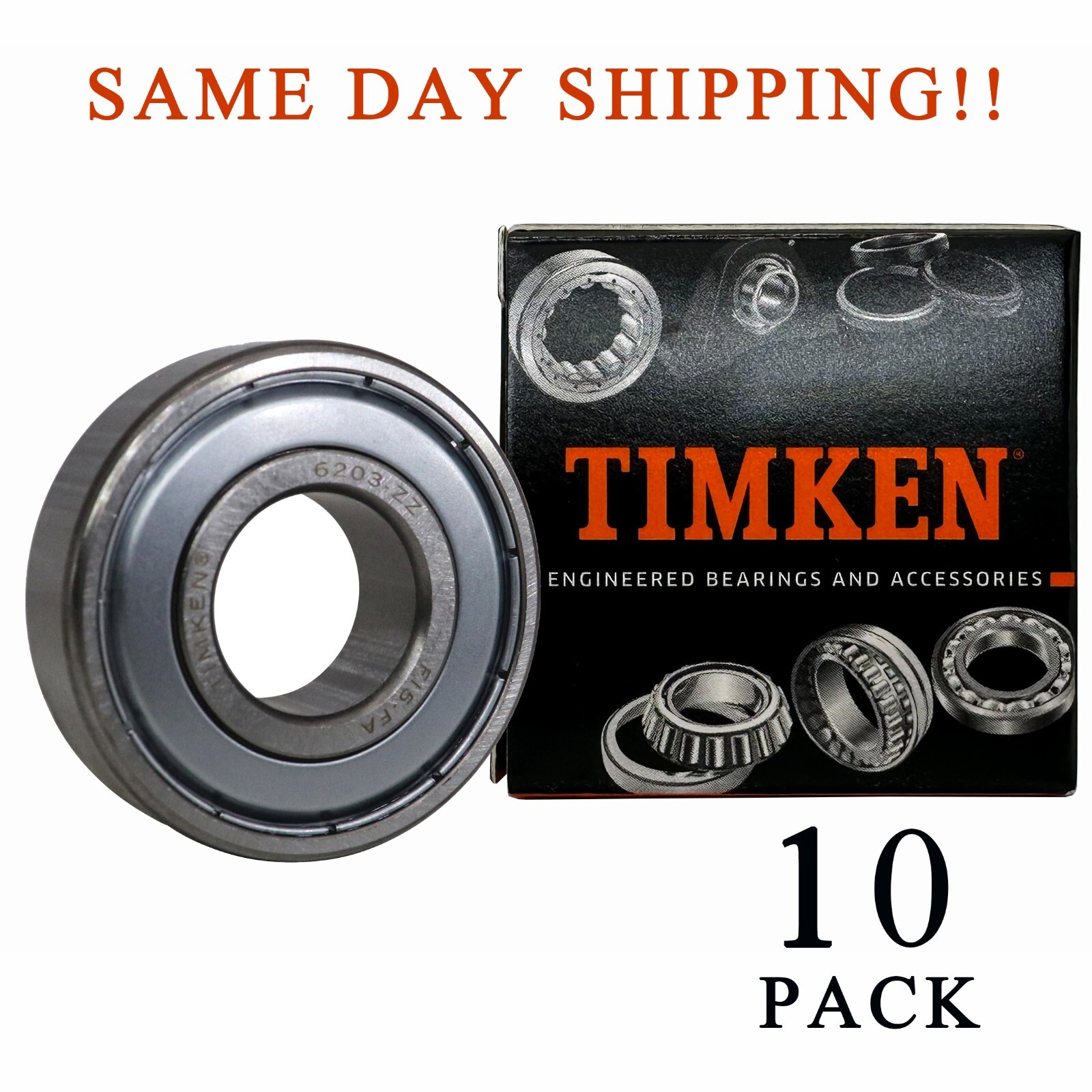 10PCS TIMKEN 6203-ZZ 6203-2Z Double Metal Seal Bearings 17x40x12mm 6203ZZ