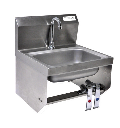 BK Resources Wall Mount Hand Sink With Deck Mount Faucet And Knee Valve