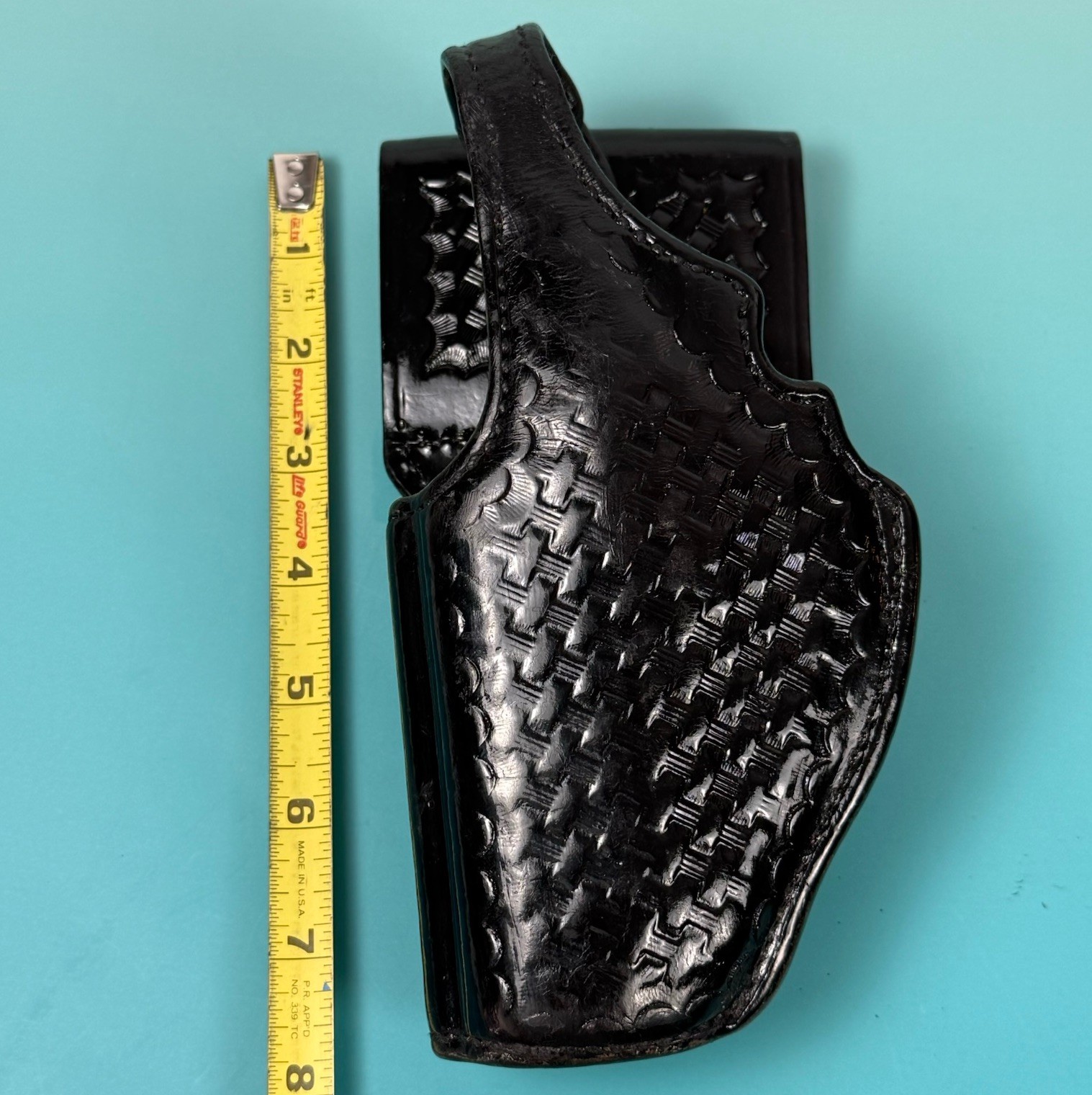 BIANCHI 97A Grabber- S&W 4006 Left Hand Black BasketWeave Leather Duty Holster