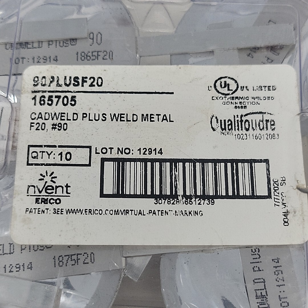 NVENT ERICO CADWELD 90PLUSF20 WELDING MATERIAL F20 #90 FULL SET OF 10 PCS.