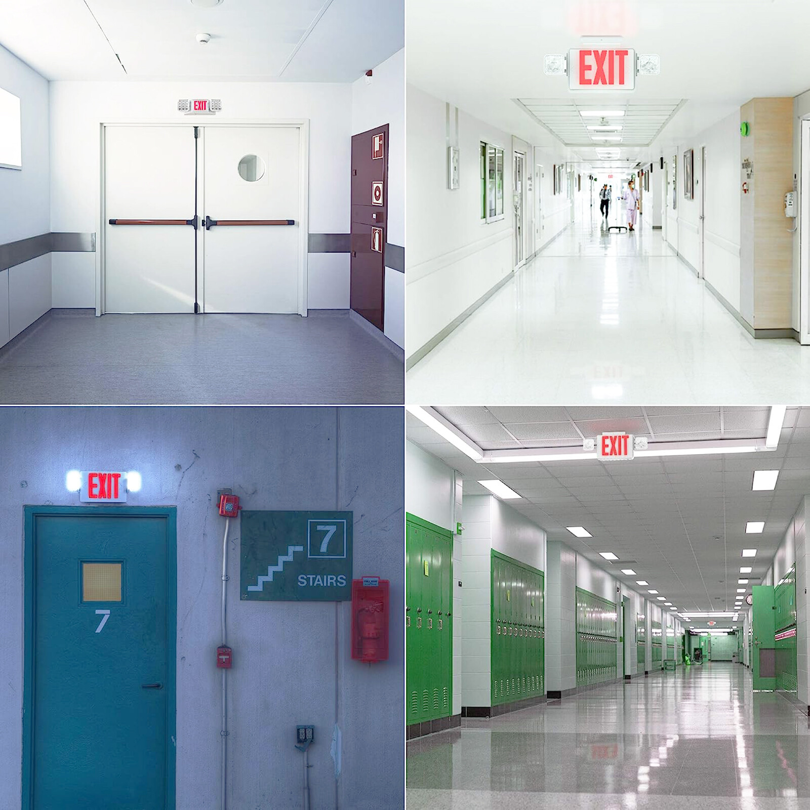 Exit Sign with Emergency Lights, Two LED Adjustable Head Emergency Exit Lights