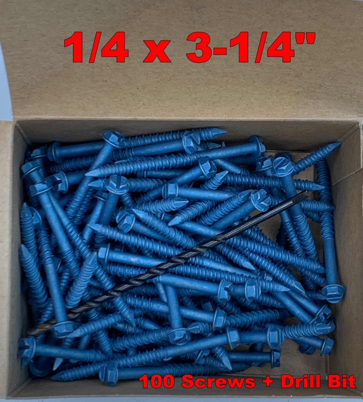 ELCO Ultracon 1/4″ Slotted Hex Concrete Screw 3-1/4″ BLUE (Tapcon) + Masonry Bit