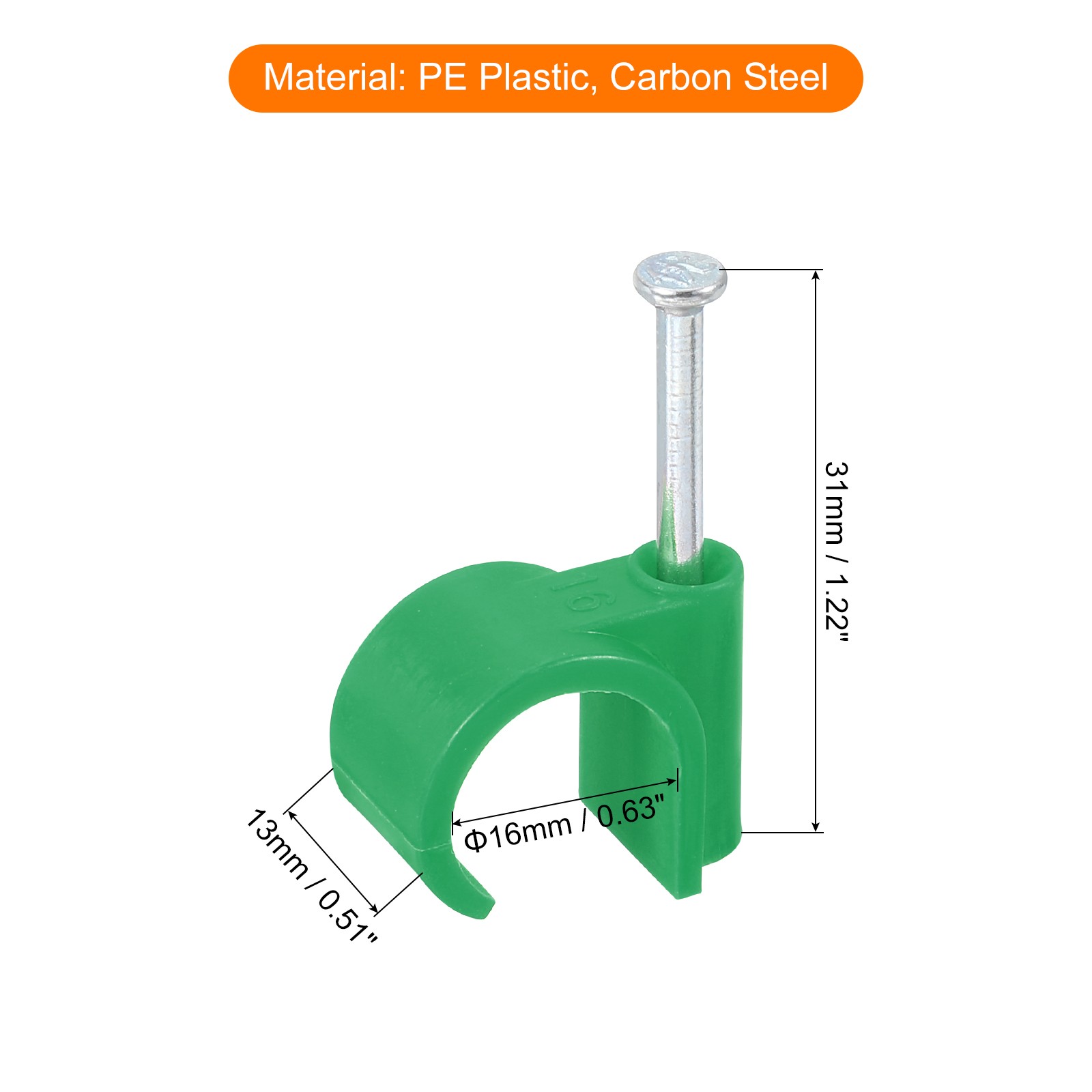 50Pcs Cable Wire Clips Nail in Cable Clips 16mm/0.63″ Green