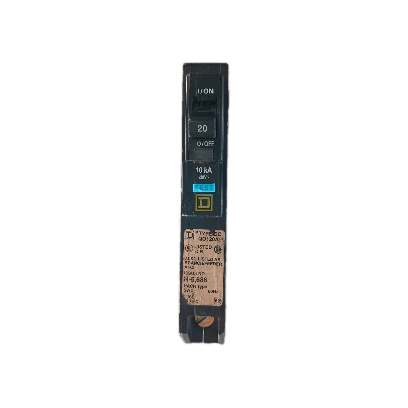 Square D QO120AFI Blue 1 Pole 20 Am Plug In Arc Fault Interrupter New Old Stock