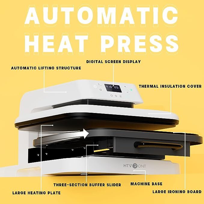 HTVRONT 15″x15″ Auto Heat Press Machine Sublimation Printer Transfer HTV Vinyl