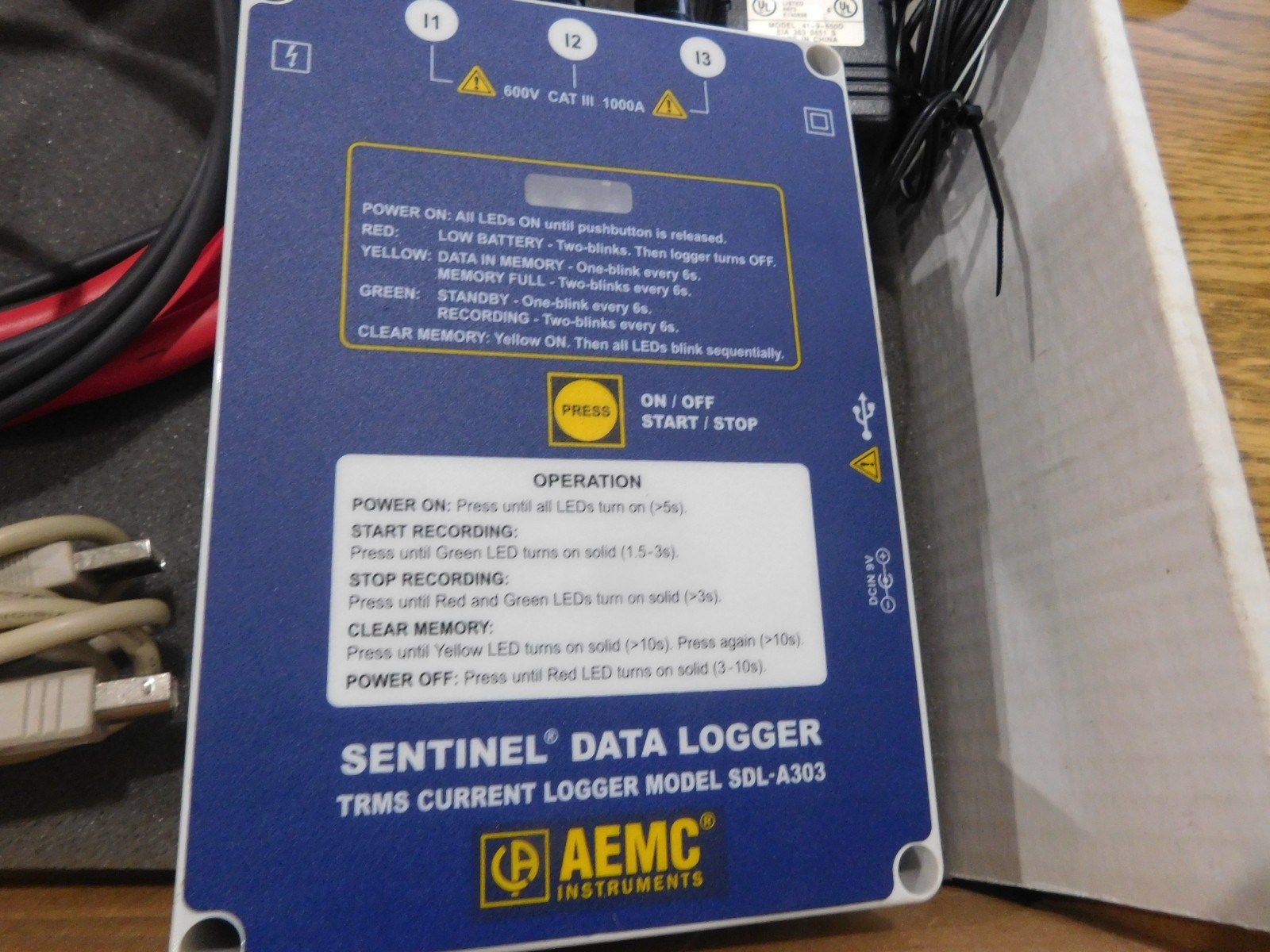 AEMC Instruments: SDL-A303 Sentinel Data Logger / TRMS Current Logger. 4 Parts