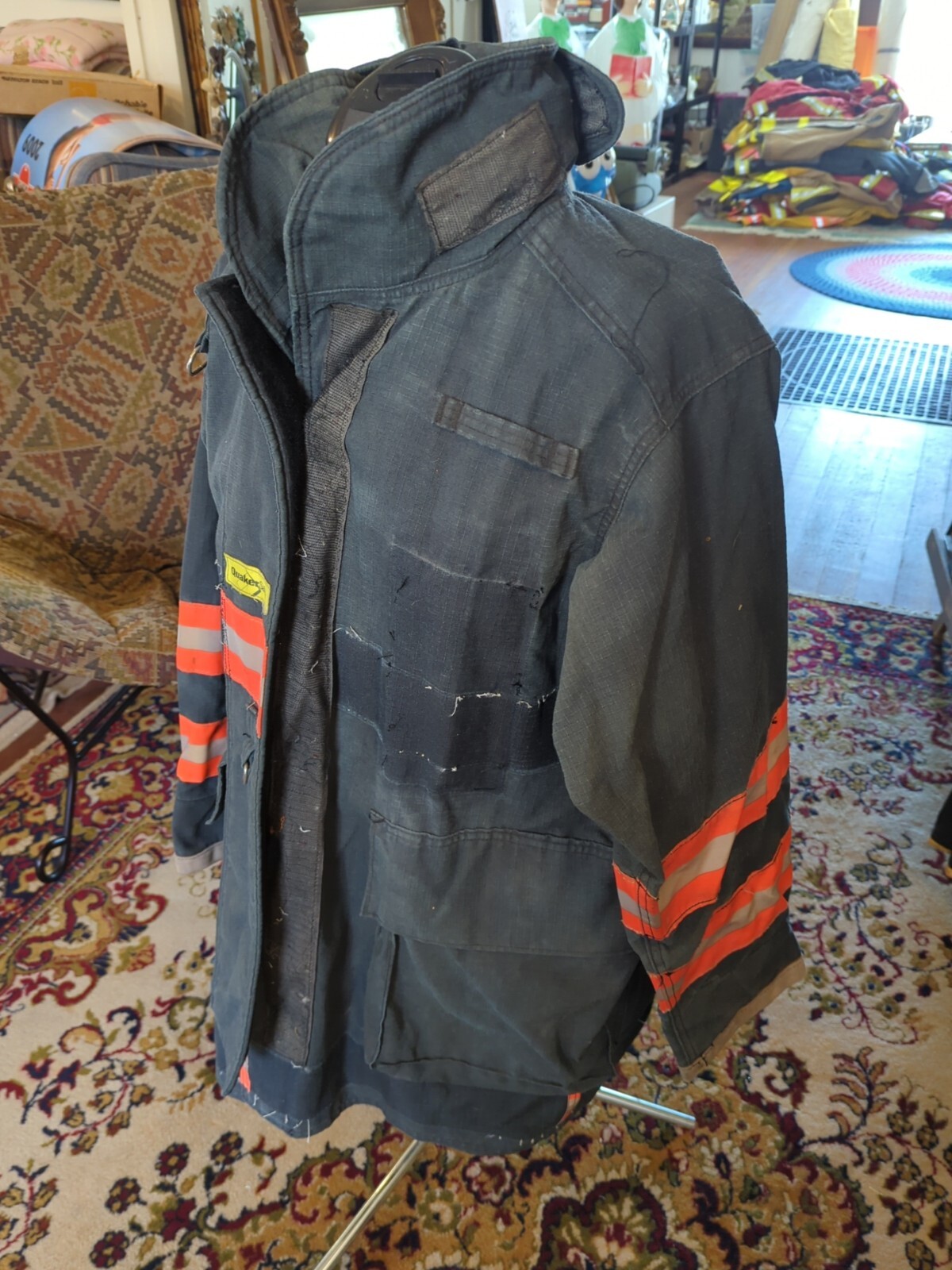 Vintage Retired Firefighter Turnout JACKET FIRE COAT USED 44 X 35 SHELL ONLY!!