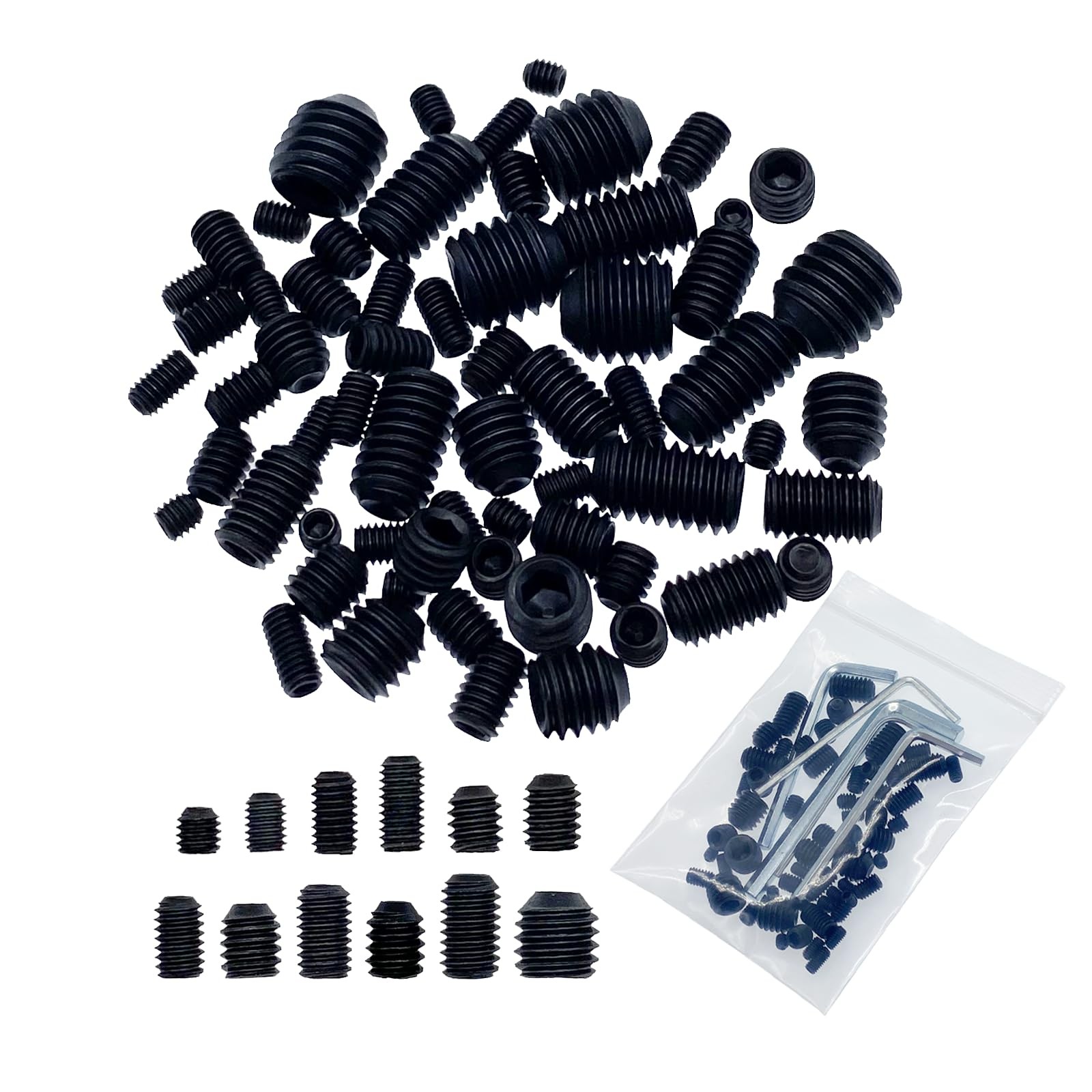 60pcs Set Screws, Set Screws Assortment Kit, Grub Screws M3 M4 M5 M6 M8 for H…