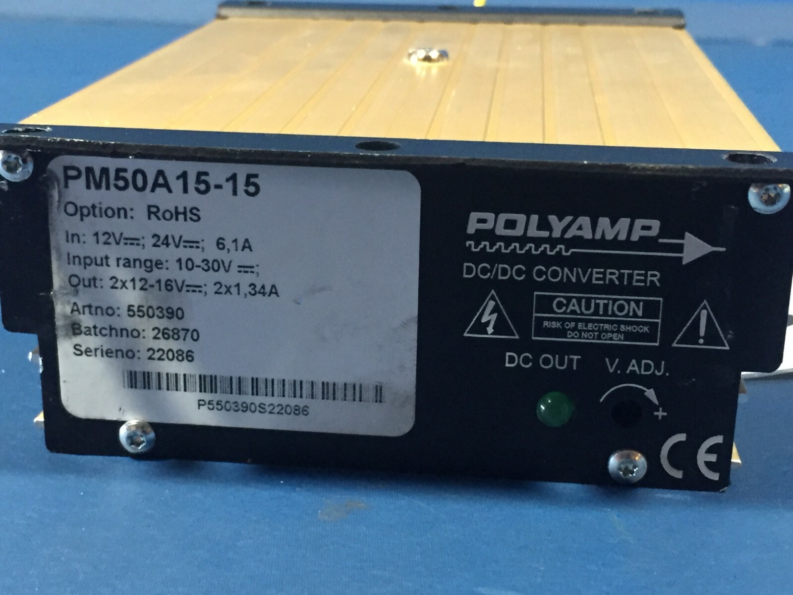 POLYAMP PM50A15-15 DC to DC Converter IN-12-24V 6.1A Range: 10-30V Out-2×12-16V