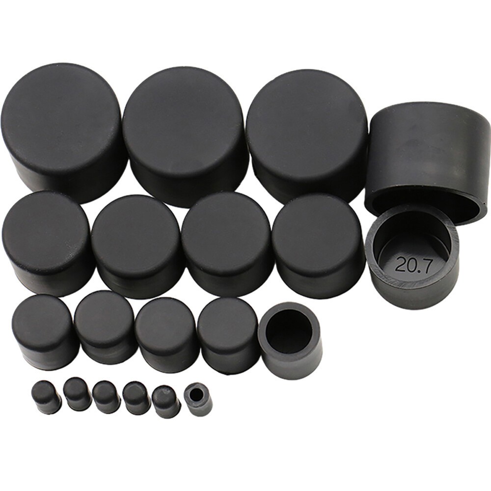 Black Round Silicone Rubber End Cover Caps Dust Cap For A=2.8mm~78.5mm Pipe Tube