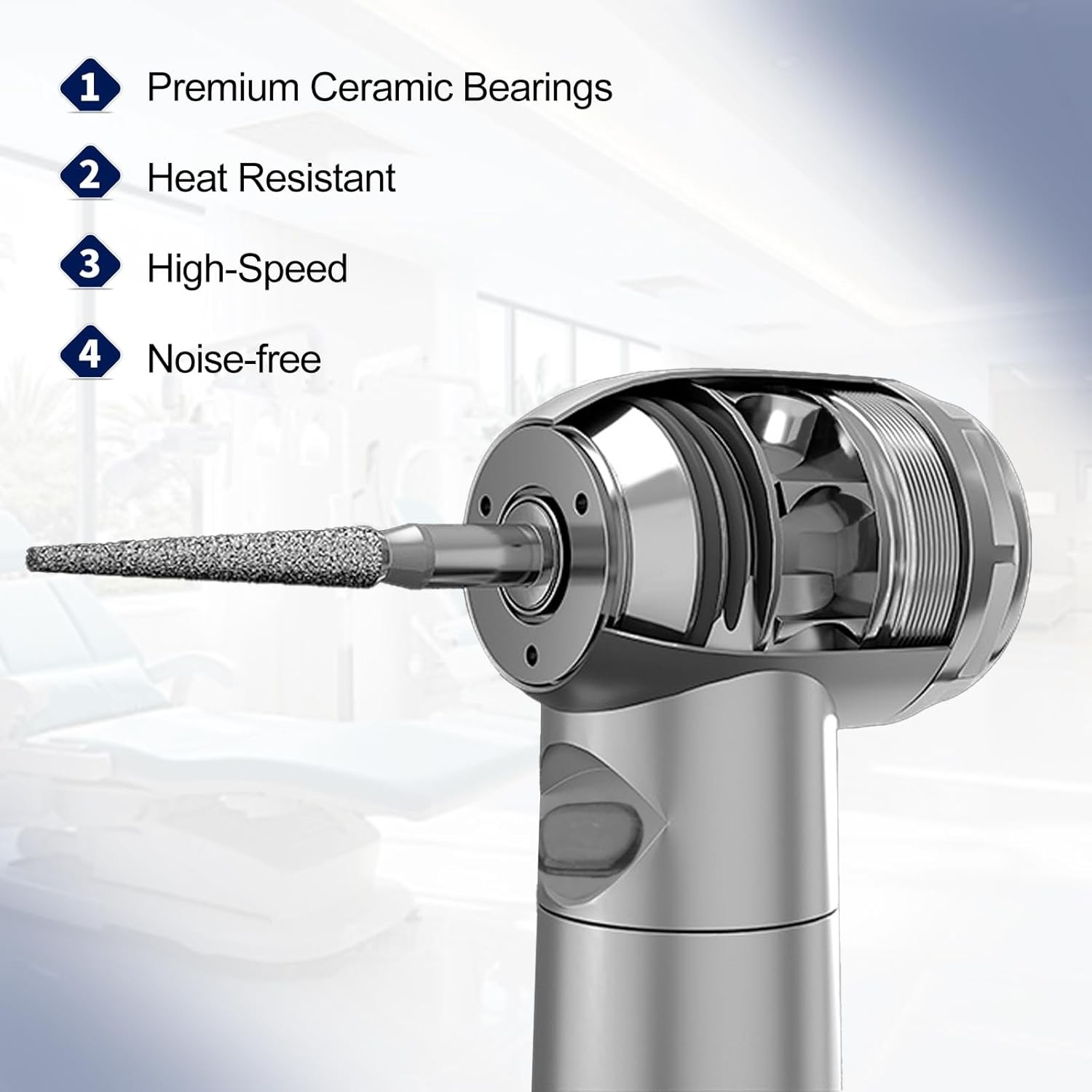 Sibodent E-generator Dental LED Fiber Optic High Speed Handpiece 4 Holes YBM