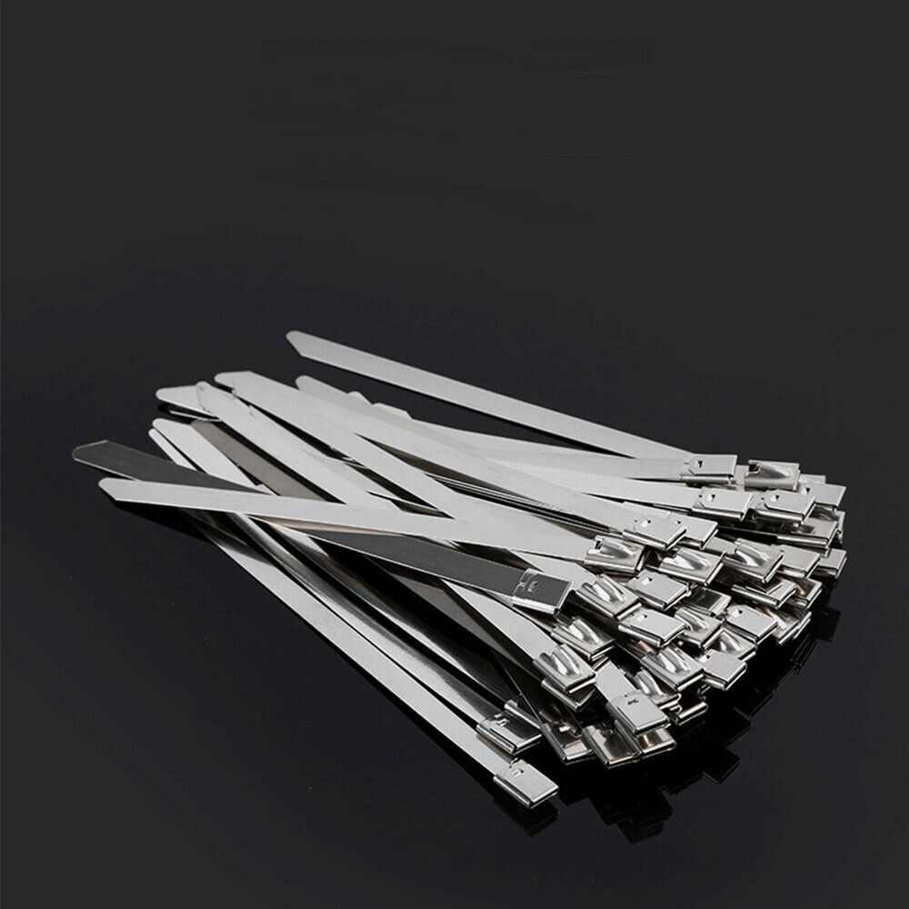 100 Pcs 150*4.6mm 304 Stainless Steel Metal Exhaust Wrap Locking Cable Zip Ties