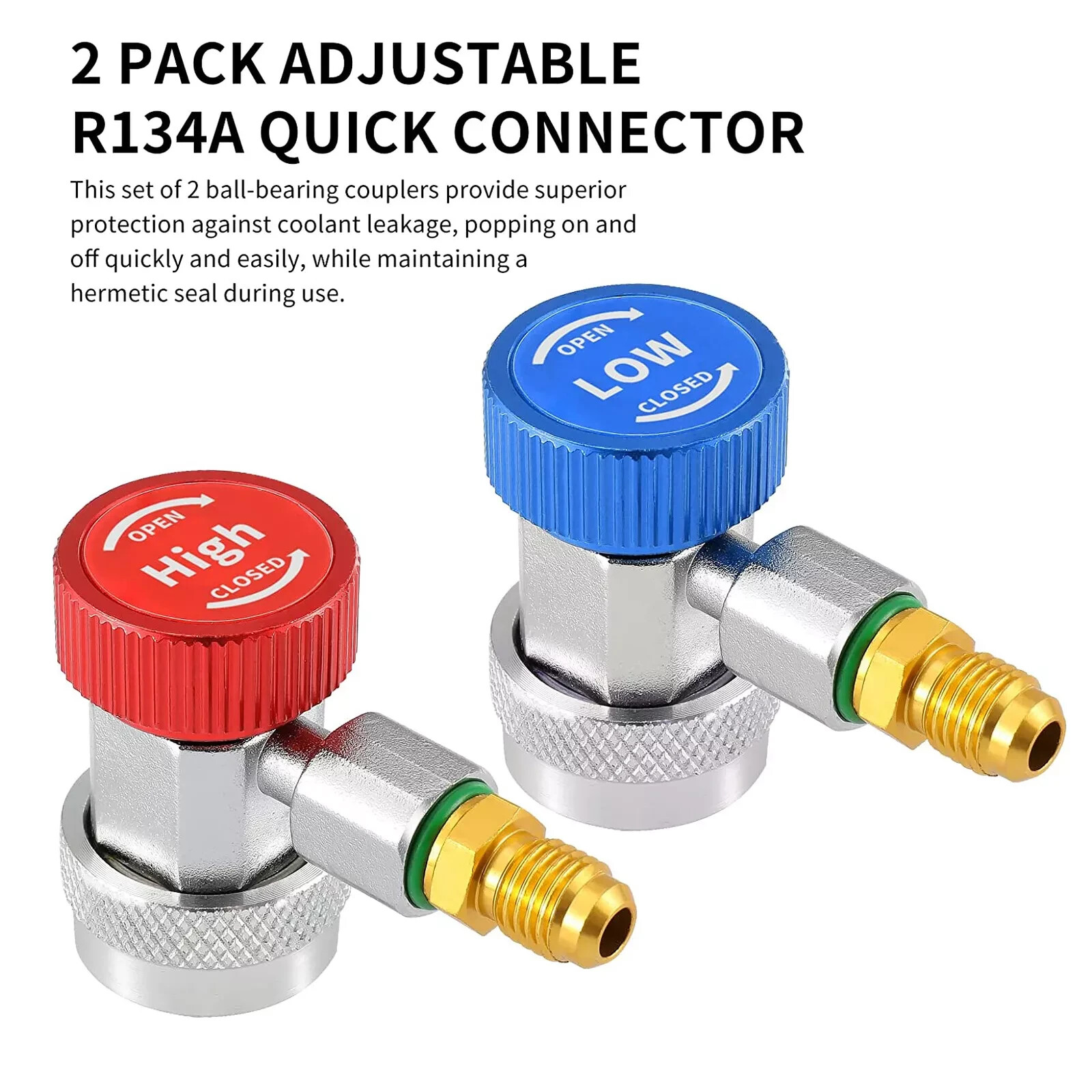 2Pack R134A Quick Connector Adapter Coupler Auto AC Manifold Gauge Low/High HVAC