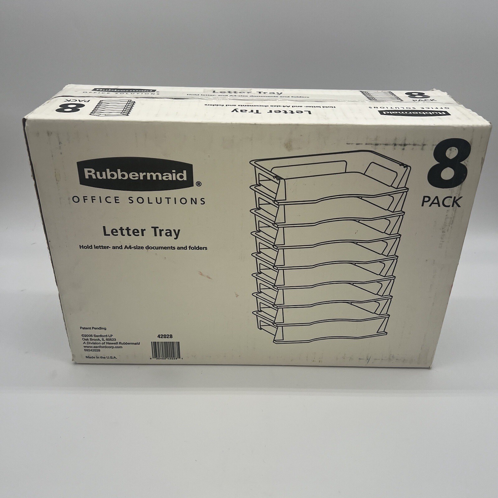 NOS Rubbermaid Office Solutions Letter Trays 8 pk 2005 Made In USA Stacks Steps