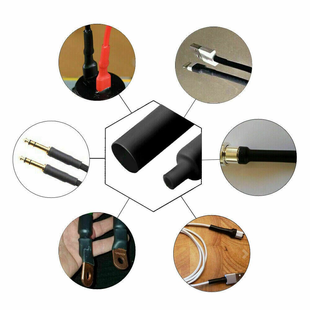 25pcs Black Dual Wall Adhesive Lined 3:1 Heat Shrink Tubing, Φ3/16″, 6″ Long