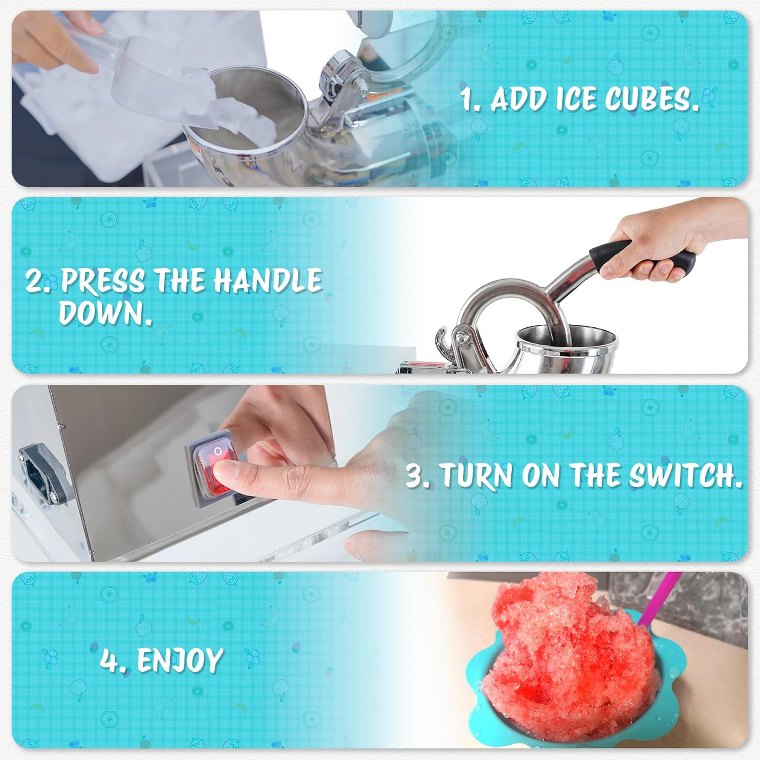 Snow Cone Machine Shaved Ice, 500LB/H Commercial Ice Crusher Shaved Ice Machine