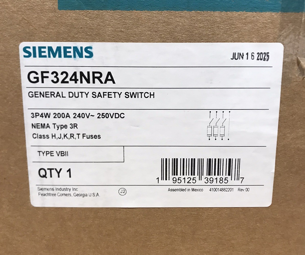 HOUSTON STOCK NEW SIEMENS GF324NRA NON FUSE DISCONNECT 400 AMP 3R FREE SHIPPING