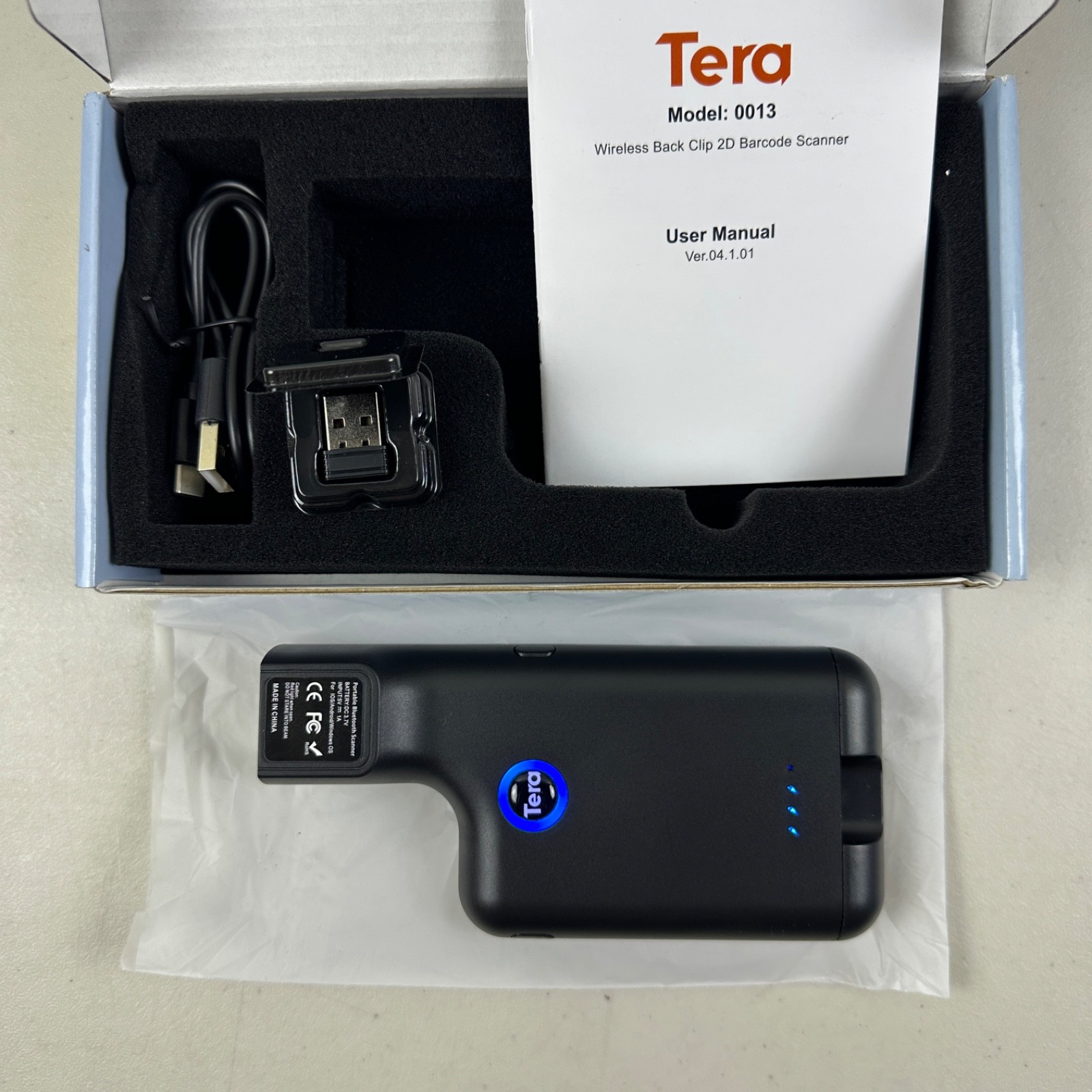Tera Wireless 1D 2D QR Barcode Scanner Portable Back Clip 3 in 1 2.4GHz 0013