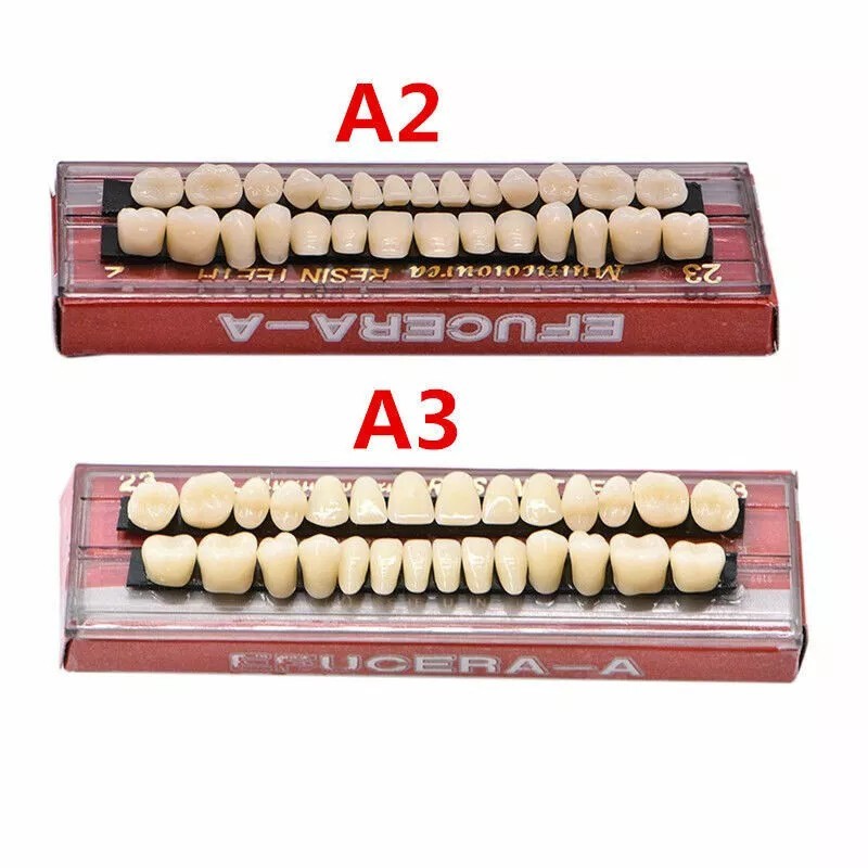 56 Pcs (A2+A3) False Teeth Dental Complete Acrylic Resin Denture Teeth #23 Shade