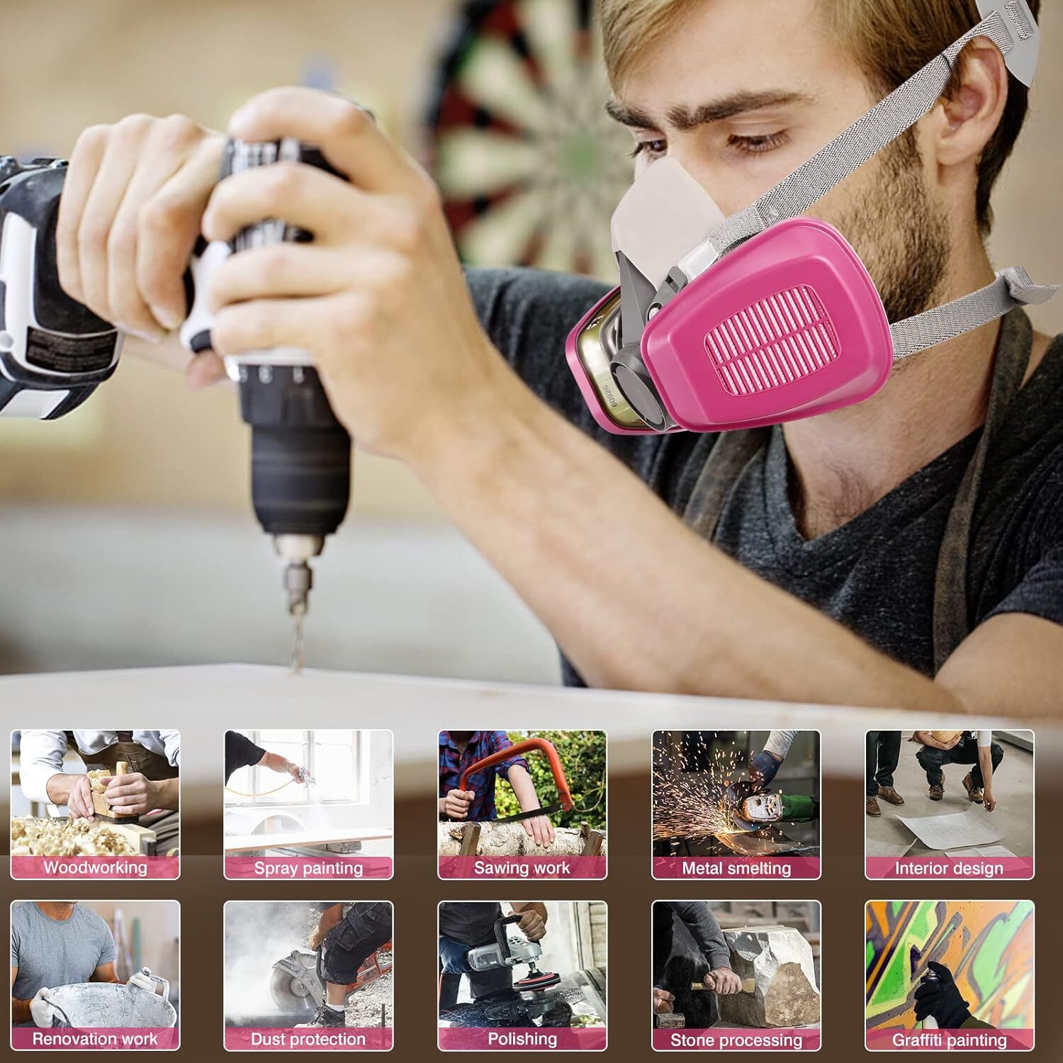 6200 Half Facepiece Respirator Protective Mask with 2-60926 Multi-Purpose Filter