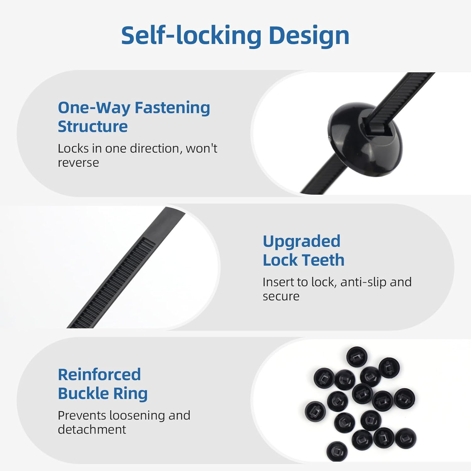 100 Pcs Nylon Universal Cable Tie Buckle for Car – Self-Locking and Easy Install