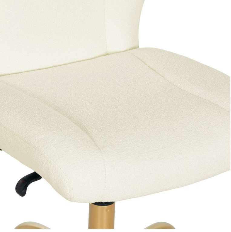 Boucle Armless Office Chair Cream for Adults Teens Home Office