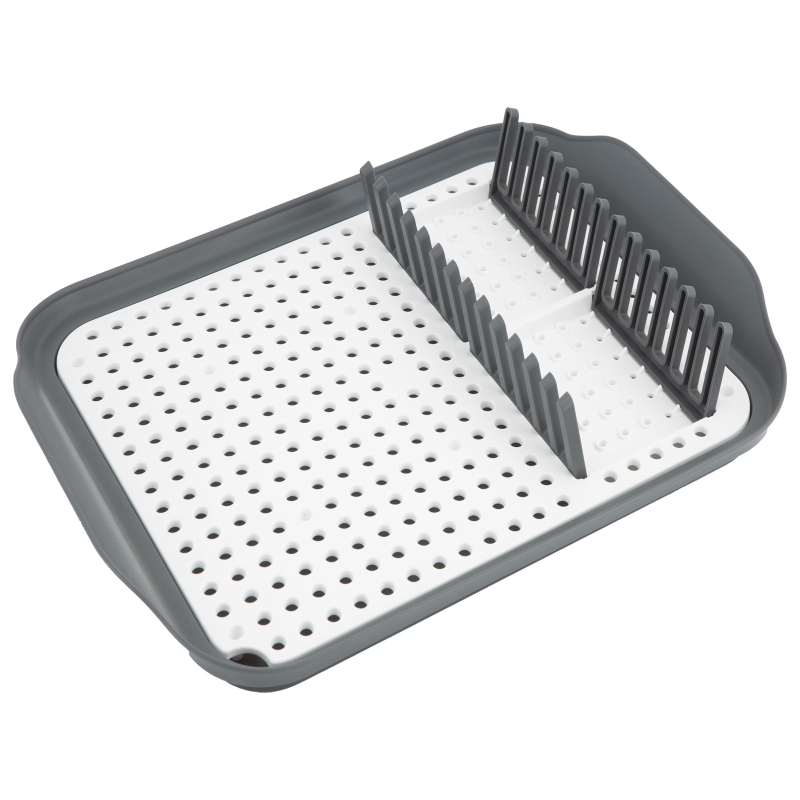 Gray Kitchen Details 2 Tone Dish Rack 16″ L Self Draining