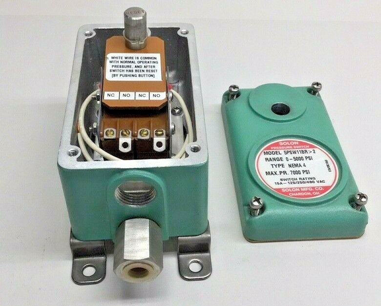 Solon 5PSW11BR 2 Pressure Switch 0-5000psi 7000psi max 15A 125/250/480VAC Nema 4