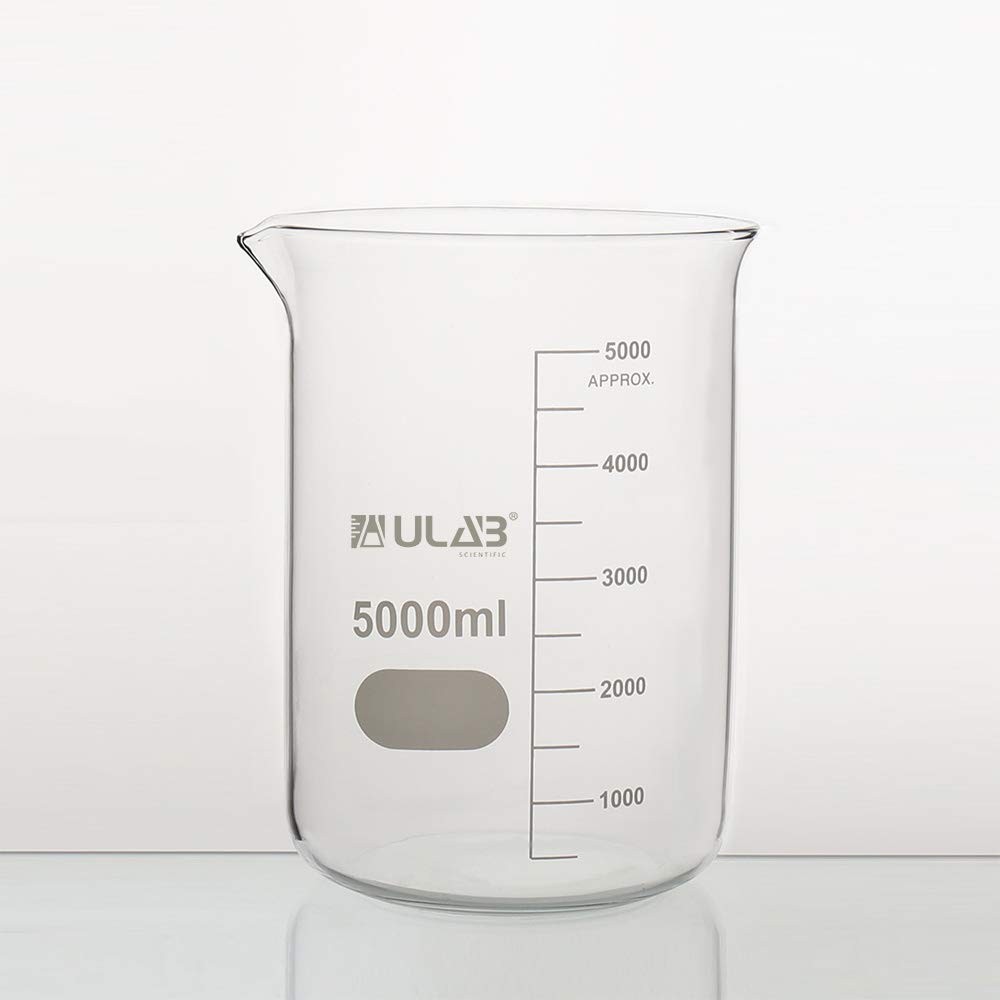 Glass Berker 5000ml, Borosilicate Glass Beaker with Graduation for Laboratory, Kitchen, …