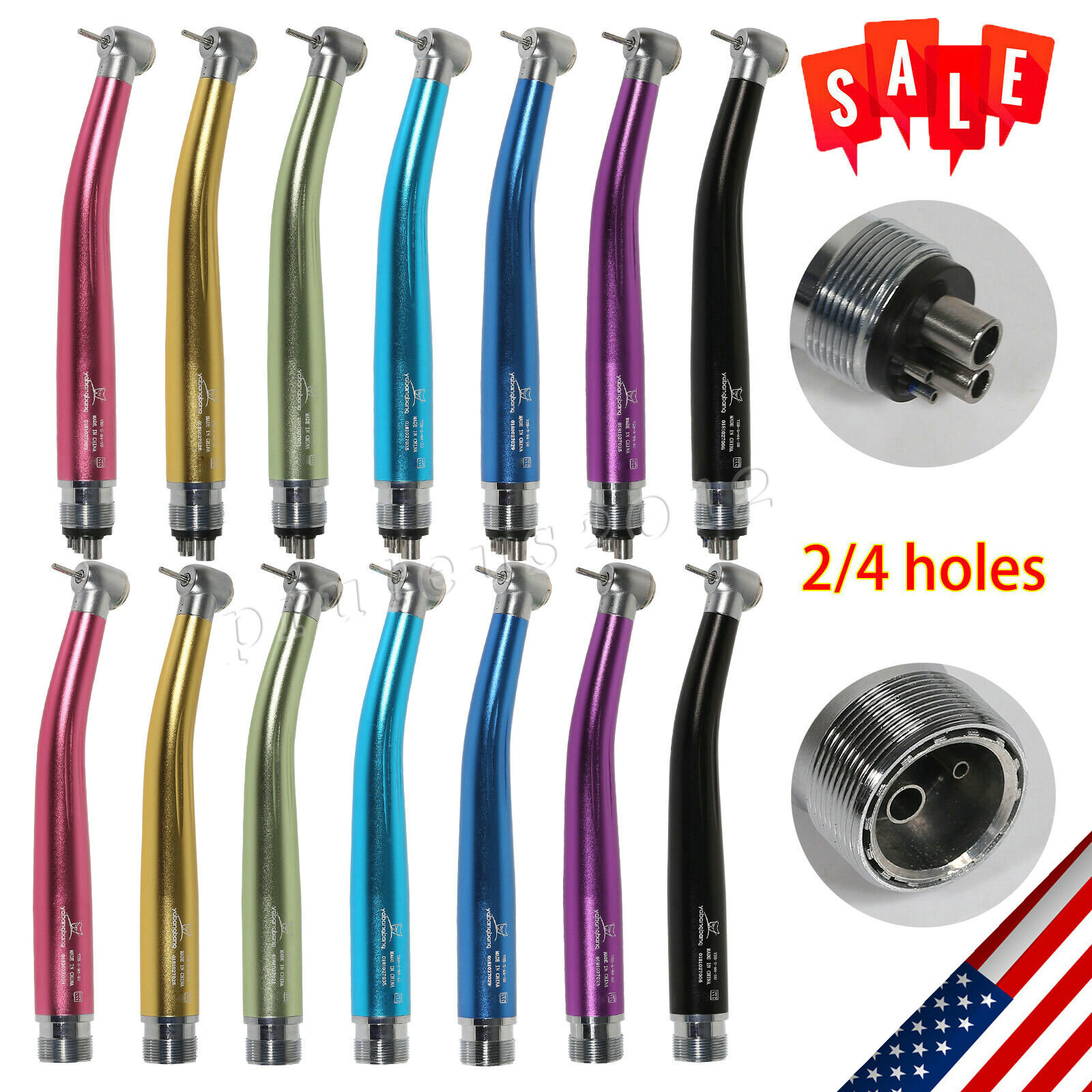NSK Style Dental High/Low Speed Handpiece Push Button 4/2 Holes Colors