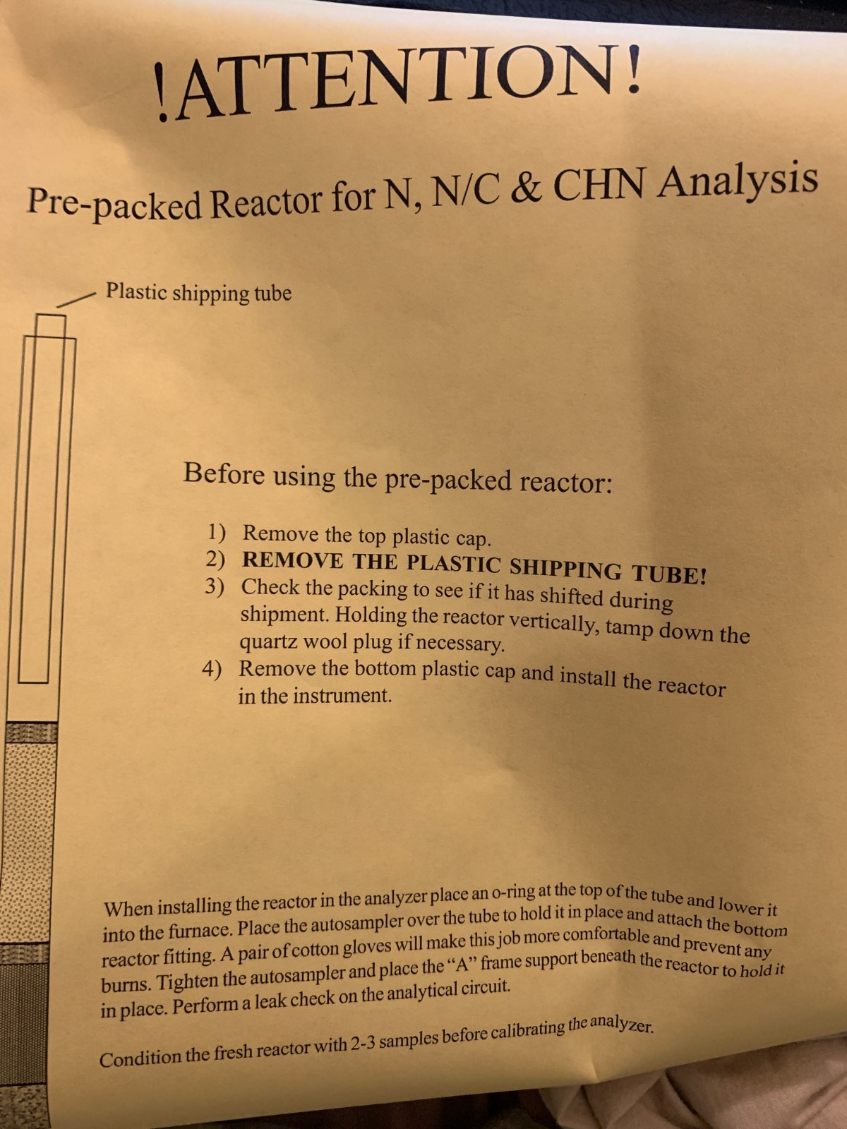 Costech Pre-Packed Oxidation Reactor for Na 1500 Series – (N, N/C, CHN Analysis)