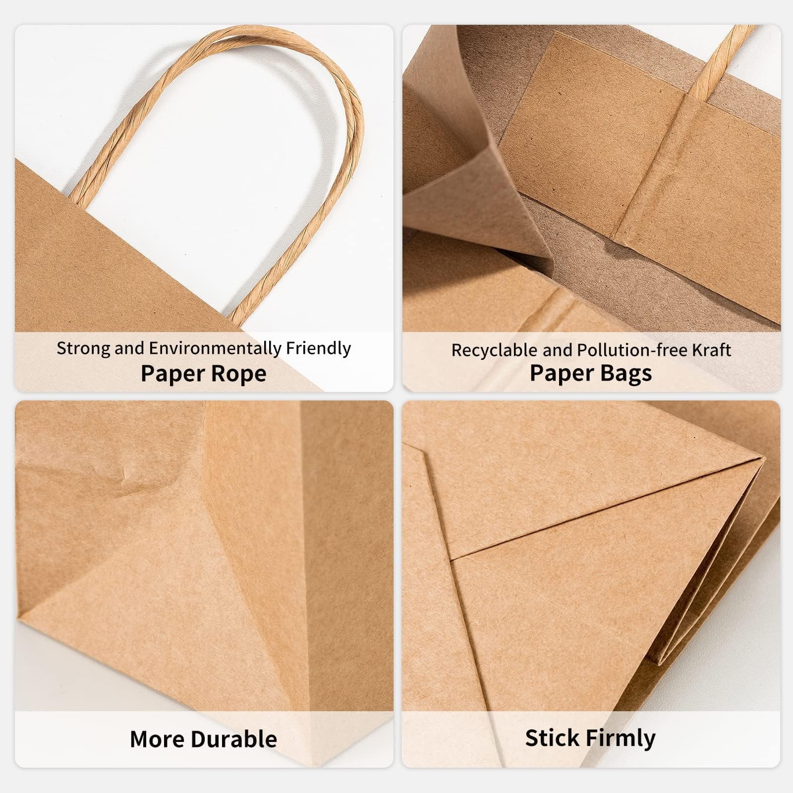 RACETOP Brown Paper Bags with Handles Bulk 1 Count (Pack of 100),