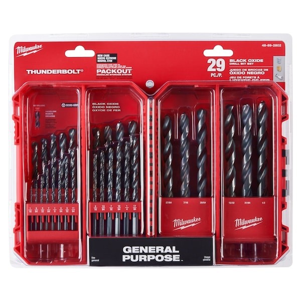 Milwaukee Tool 48-89-2802 Thunderbolt Black Oxide Drill Bit Set, 29-Piece