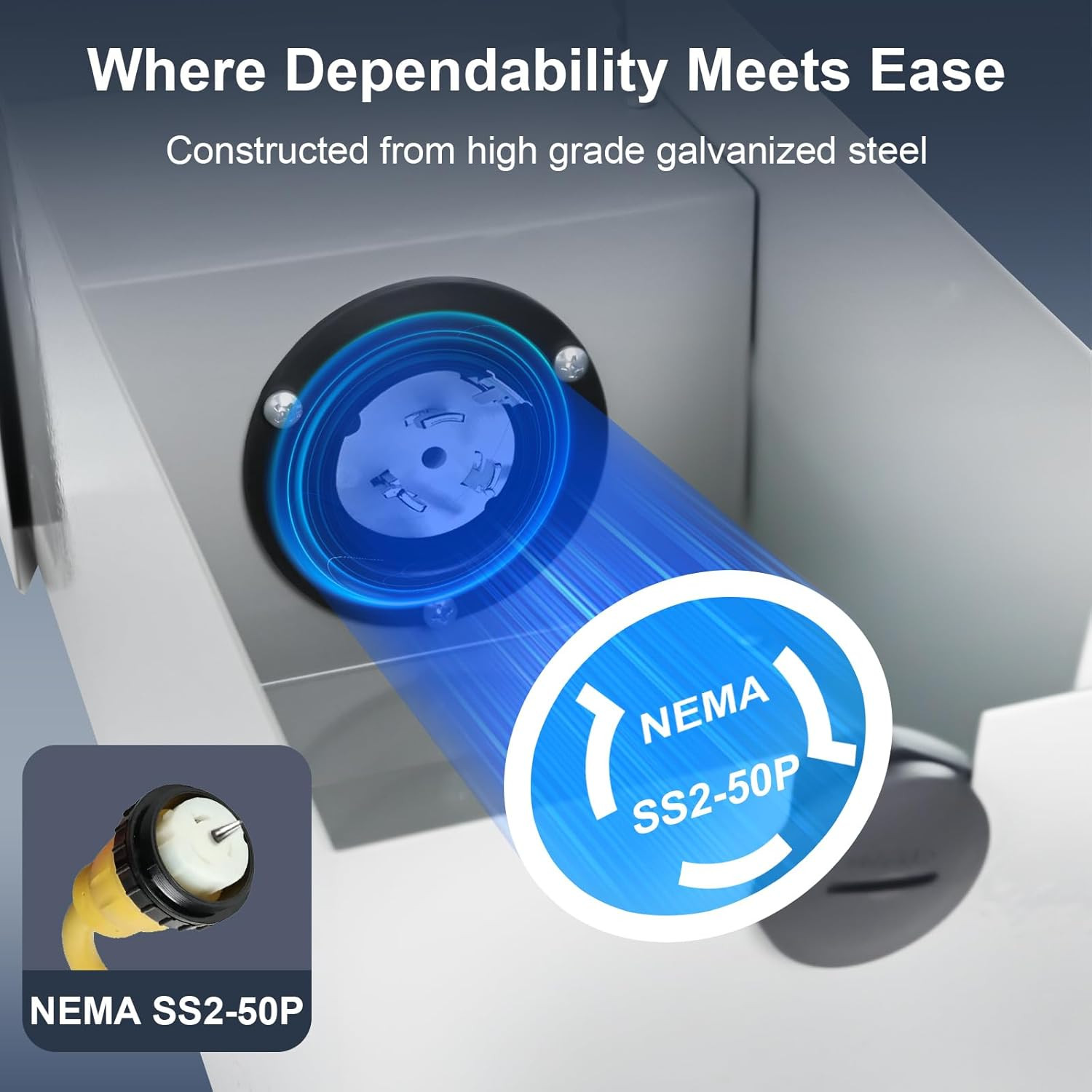 50 Amp Generator Inlet Box, NEMA SS2-50P Power Inlet Box for 3R 3 Prong Generato