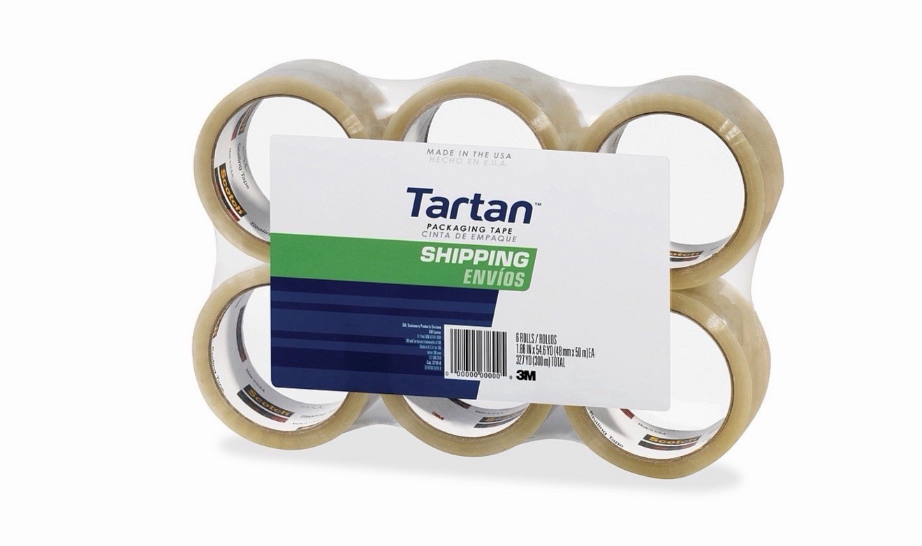 3M Tartan Packing Tape PACK OF 6 54.60 Yds x 1.88” Width 1.9 Mil Thick 3” Core