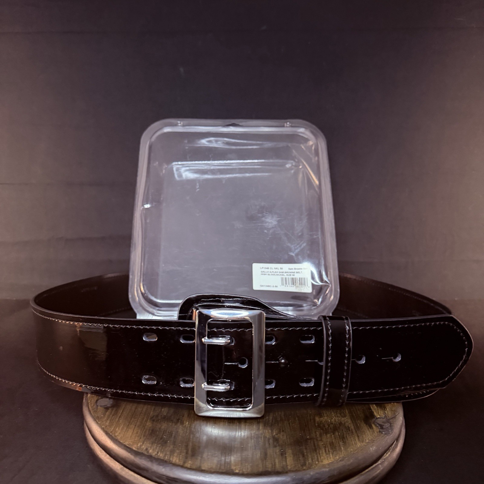 Galls Duty Belt Size 50″ G-Flex Sam Browne High Gloss Leather Nickel Buckle 1348