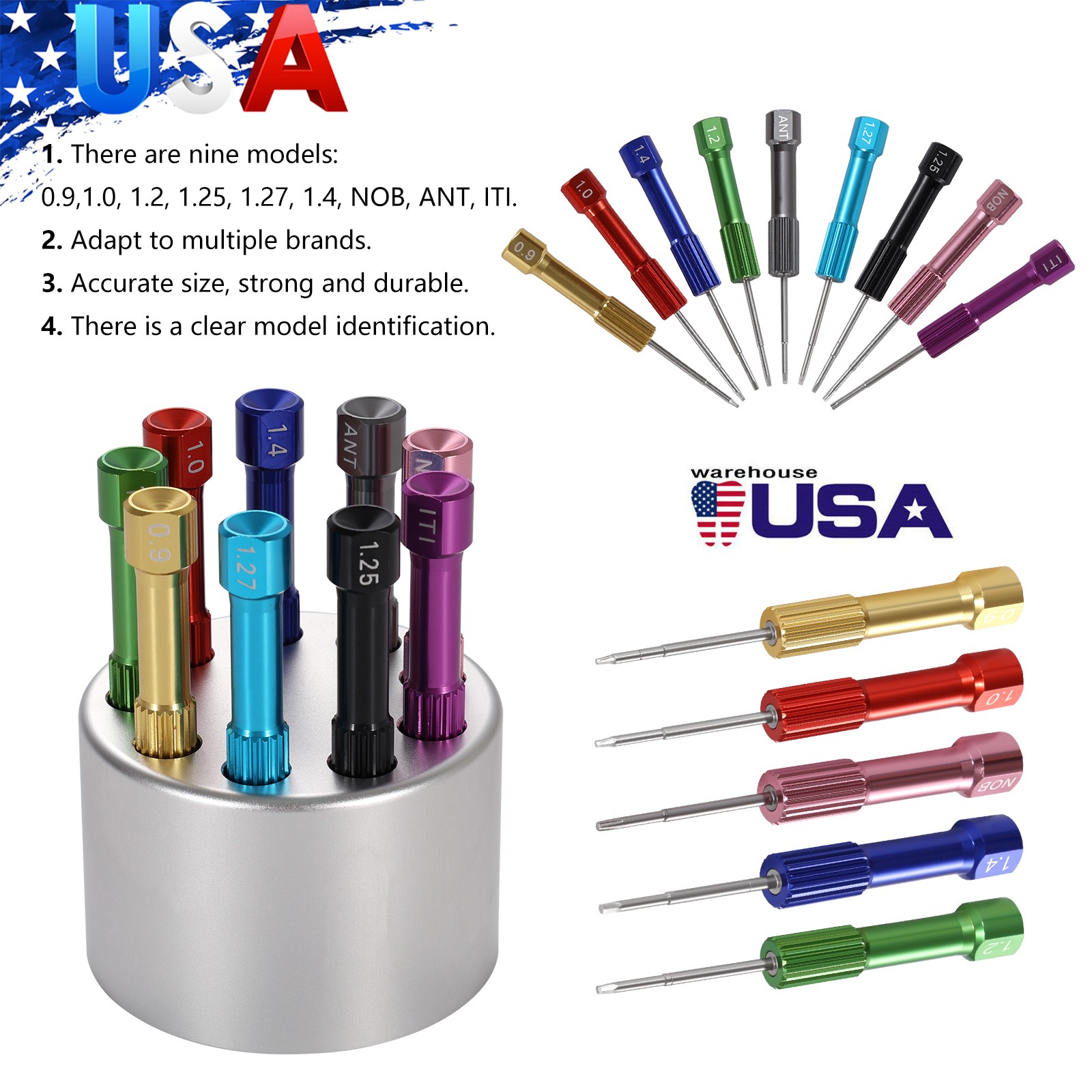 Dental Lab Stainless Steel Implant Screw Driver 9pc/set Dentistry Tool Kit