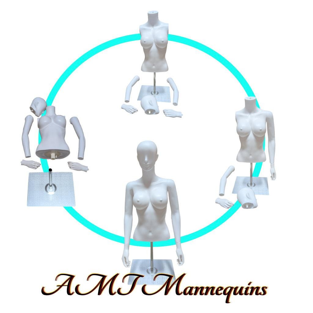 5ft 5″ Female mannequin torso+ base, Adjustable hgt, Removable head, arms, hands