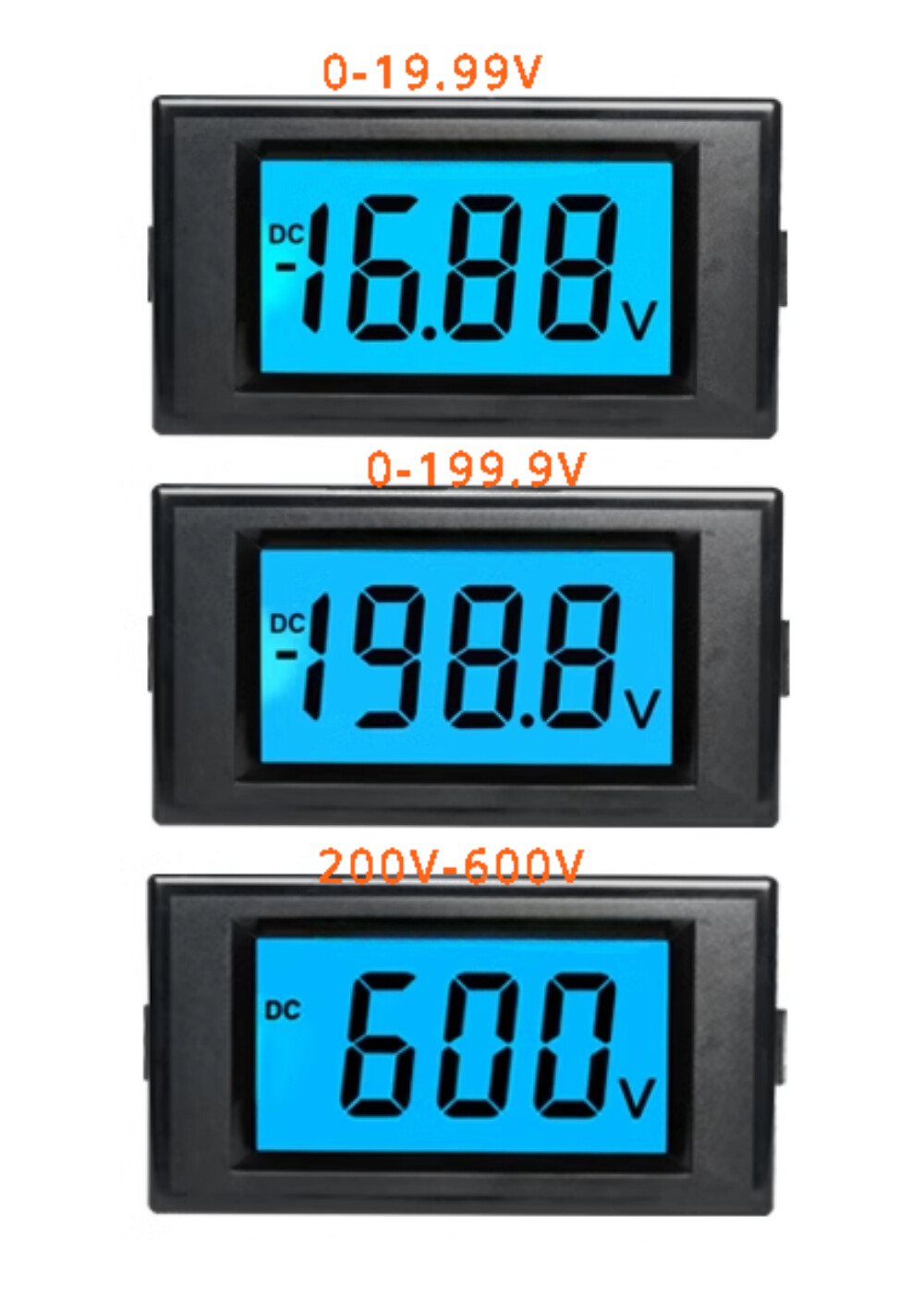 High Precision DC Voltage Tester 0-199.9V/200V Large Blue LCD Digital Voltmeter