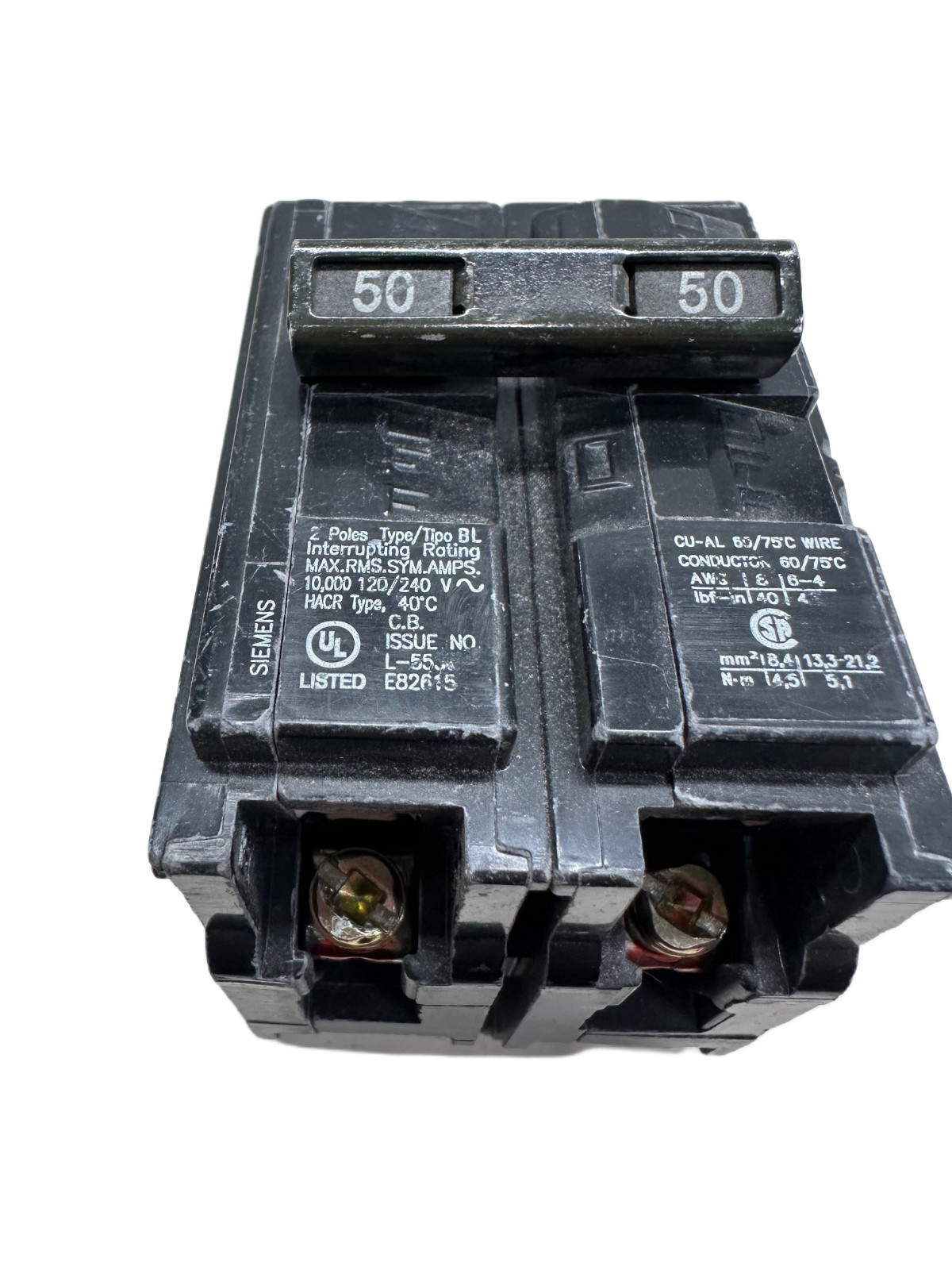 SIEMENS B250 2POLE 50A 120/240V BOLT ON CIRCUIT BREAKER 🔥 Fast Shipping 🔥