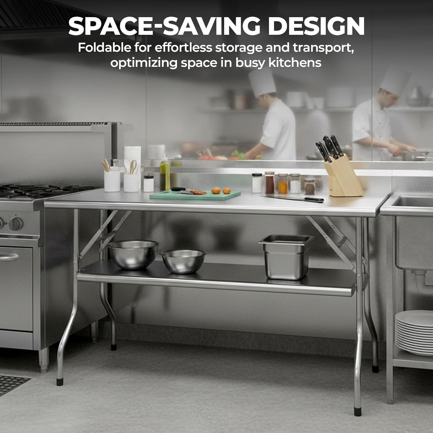 Premium Quality Stainless Steel Open Base Folding Utility Table – Folding Table