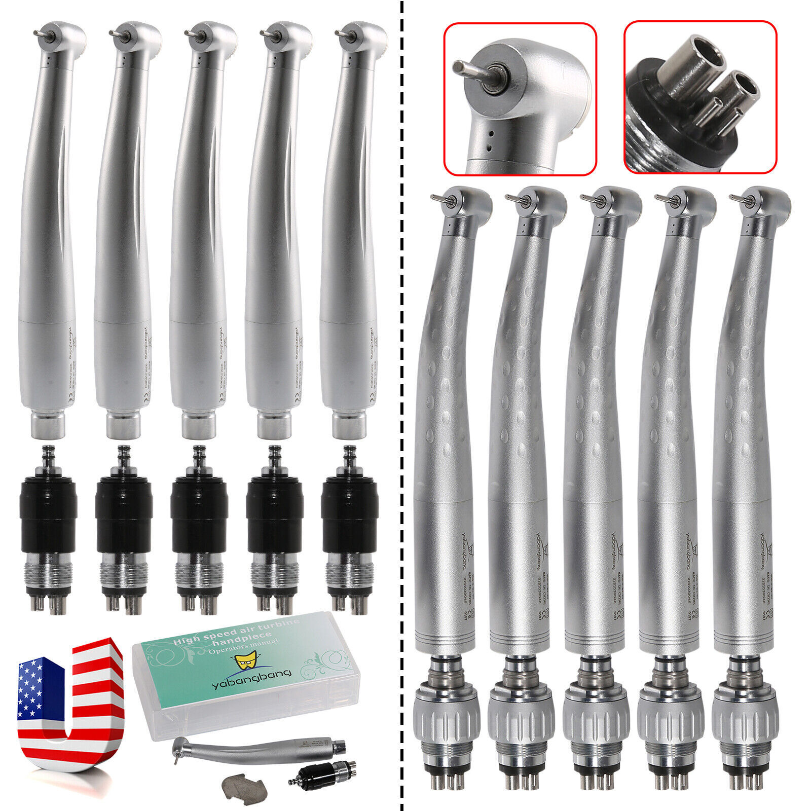 1-10*NSK/KAV Style Dental High Speed Turbine Handpiece Swivel Coupler 4 Holes