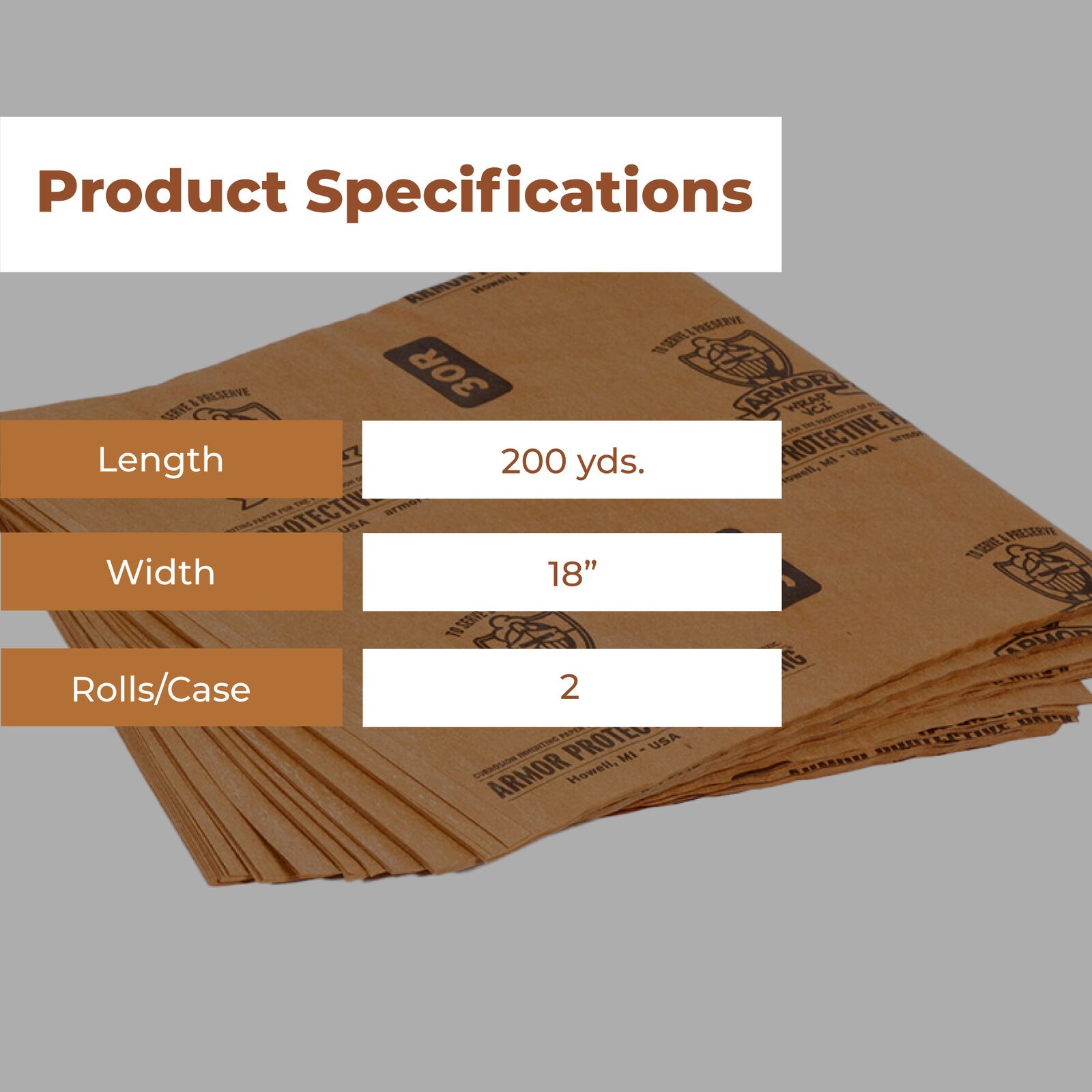 2 Rolls VCI Paper 18″ x 200 yds [Blocks Rust, Corrosion, Oxidation]