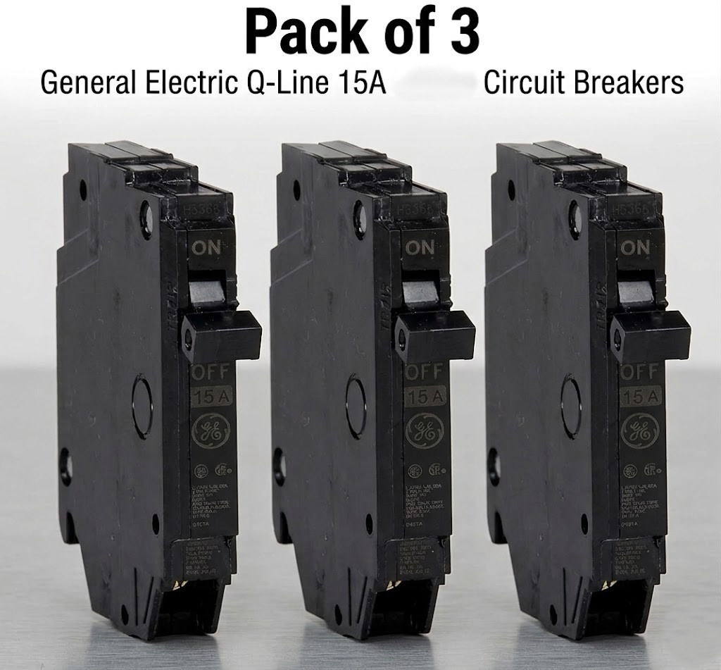 GE Q-Line 15 Amp 1/2 in. Single-Pole Circuit Breaker (THQP115) Pack of 3